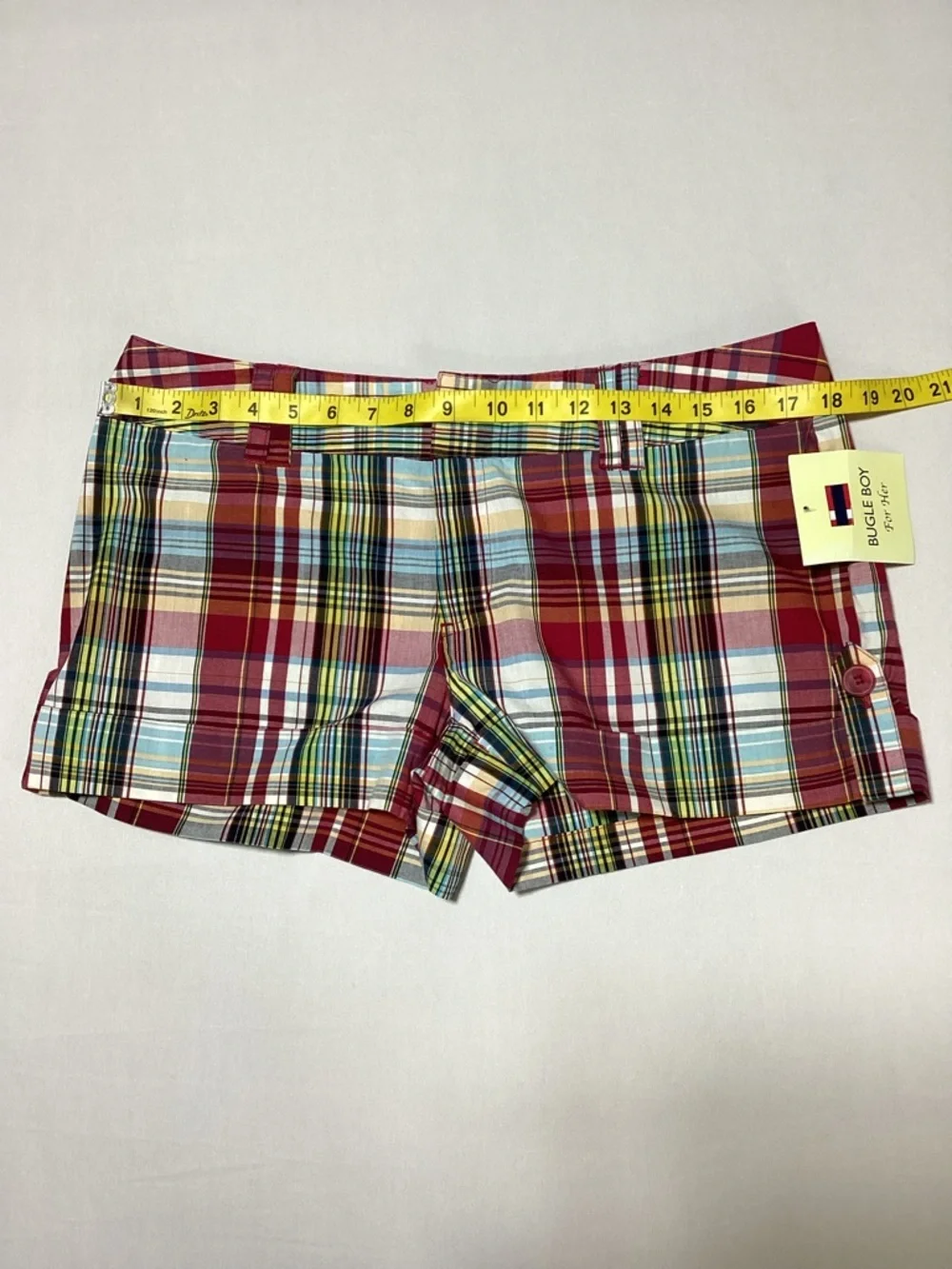 Y2K Bugle Boy Red Plaid Cotton Blend Low Rise Shorts